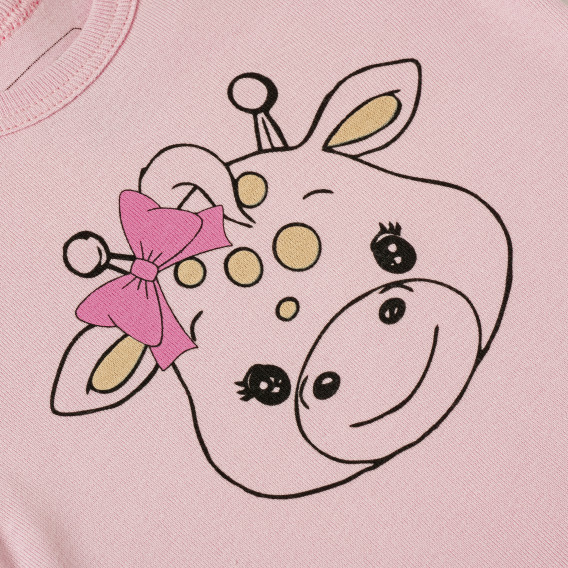 Βρεφικό, βαμβακερό μπλουζάκι,  με στρίφωμα στα μανίκια και τυπωμένο σχέδιο, για κορίτσι, σε χρώμα ροζ PIPPO&PEPPA 185953 3