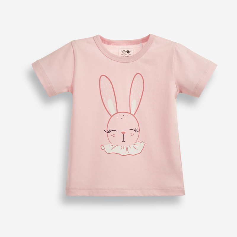 Βρεφικό, βαμβακερό μπλουζάκι σε ροζ χρώμα με τυπωμένο σχέδιο λαγουδάκι  185963
