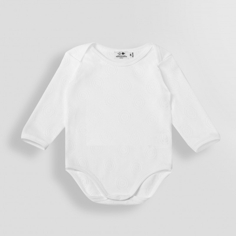 Βαμβακερό, μακρυμάνικο φορμάκι για κορίτσι, σε λευκό χρώμα   185983
