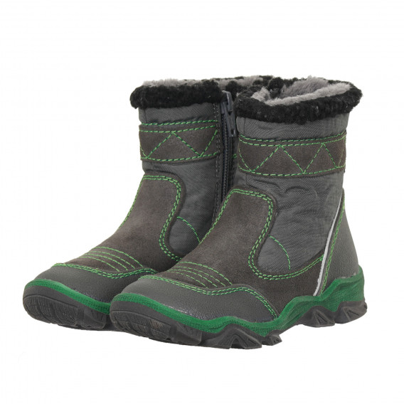 Γκρι δερμάτινες μπότες με πράσινες λεπτομέρειες Pio Repell 186061 
