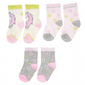 Σετ από τρία ζευγάρια πολύχρωμες κάλτσες, για κορίτσι YO! 186553 