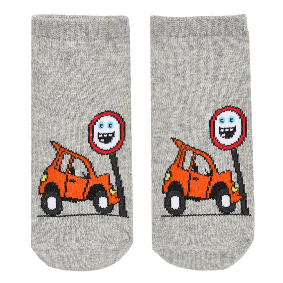 Γκρι κάλτσες μωρού με πορτοκαλί αυτοκίνητο YO! 186639 