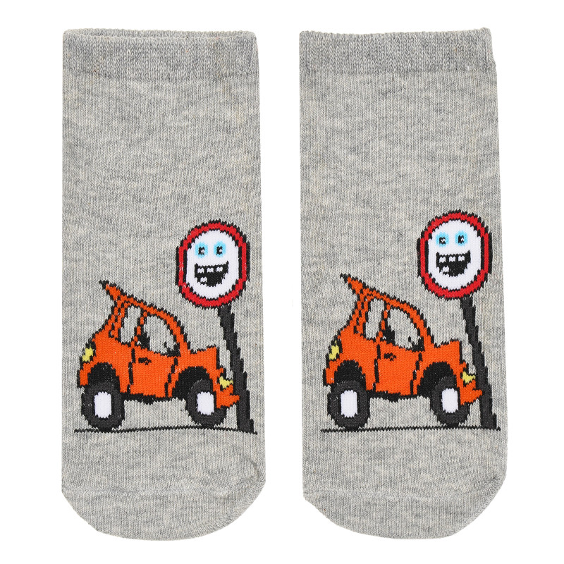 Γκρι κάλτσες μωρού με πορτοκαλί αυτοκίνητο  186639