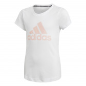 Μπλουζάκι επώνυμο με ροζ λογότυπο για ένα κορίτσι, λευκό Adidas 187265 