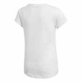 Μπλουζάκι επώνυμο με ροζ λογότυπο για ένα κορίτσι, λευκό Adidas 187266 2