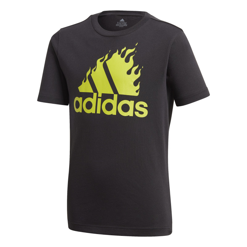 Βαμβακερό μπλουζάκι Adidas με το λογότυπο της μάρκας για αγόρια, μαύρο  187895