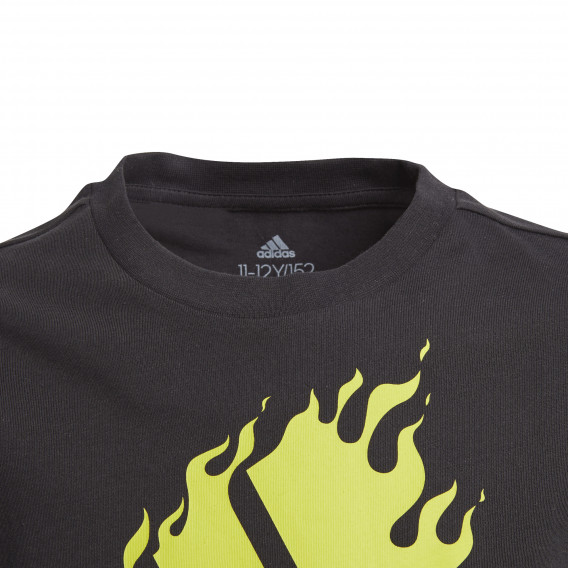 Βαμβακερό μπλουζάκι Adidas με το λογότυπο της μάρκας για αγόρια, μαύρο Adidas 187897 3