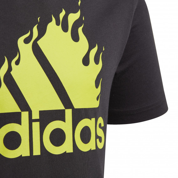 Βαμβακερό μπλουζάκι Adidas με το λογότυπο της μάρκας για αγόρια, μαύρο Adidas 187899 5