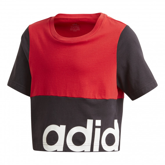 Βαμβακερό μπλουζάκι σε κόκκινο και μαύρο χρώμα με την επιγραφή της μάρκας, για κοριίτσια Adidas 187929 