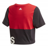 Βαμβακερό μπλουζάκι σε κόκκινο και μαύρο χρώμα με την επιγραφή της μάρκας, για κοριίτσια Adidas 187930 2
