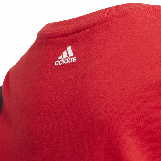 Βαμβακερό μπλουζάκι σε κόκκινο και μαύρο χρώμα με την επιγραφή της μάρκας, για κοριίτσια Adidas 187933 5