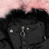 Μακρύ μπουφάν για κορίτσι, με κουκούλα, σε μαύρο χρώμα MC United 188191 2