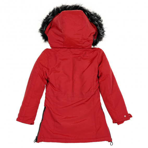 Μακρύ μπουφάν για κορίτσι, με κουκούλα, σε κόκκινο χρώμα MC United 188197 4