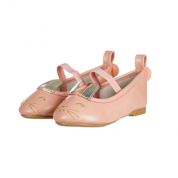 Βρεφικά παπούτσια για κορίτσι, ροζ, με αυτάκια και ουρά απλικέ Cool club 191881 