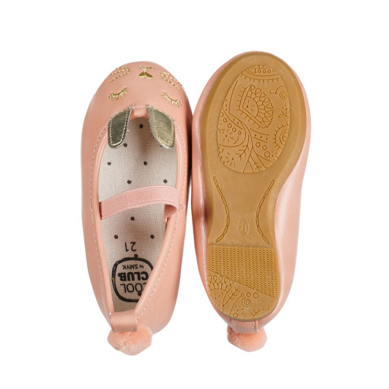 Βρεφικά παπούτσια για κορίτσι, ροζ, με αυτάκια και ουρά απλικέ Cool club 191883 3