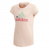 Ανοιχτό ροζ βαμβακερό μπλουζάκι με λογότυπο της μάρκας Adidas 193121 