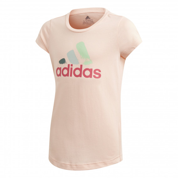 Ανοιχτό ροζ βαμβακερό μπλουζάκι με λογότυπο της μάρκας Adidas 193121 