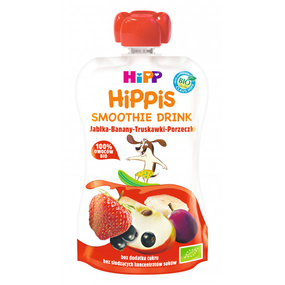 Βιολογικό ποτό smoothie μήλο, μπανάνα και κόκκινα φρούτα, 1+ χρόνιων, σακούλα 120 ml. Hipp 19609 