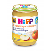 Βιολογικό ροδάκινο και μήλο με ρύζι ολικής αλέσεως, 3-5 μηνών, βάζο 190 γρ. Hipp 19612 