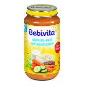 Πουρές λαχανικά, ρύζι και μοσχάρι, 1+ ετών, βάζο 250 γρ. Bebivita 19650 