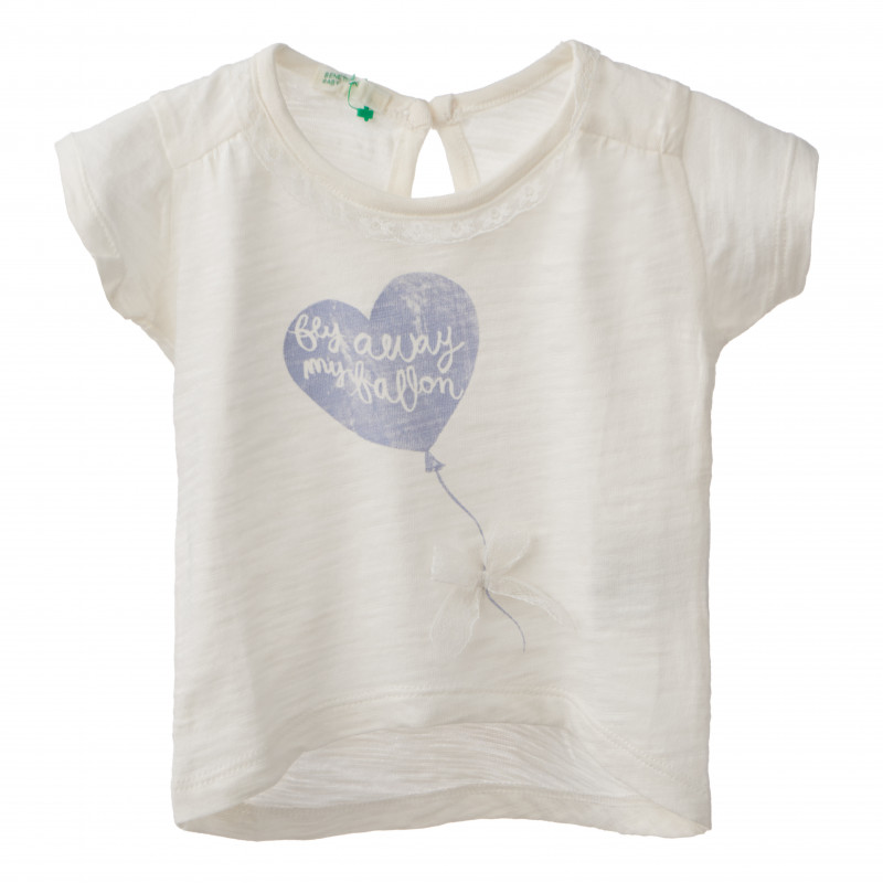 Βαμβακερό μπλουζάκι για ένα κορίτσι, λευκό με καρδιά  199290