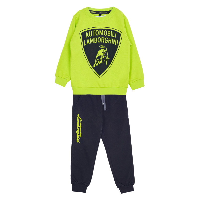 Σετ αθλητική, βαμβακερή φόρμα για αγόρι, σε μαύρο και ηλεκτρίκ πράσινο χρώμα  201236