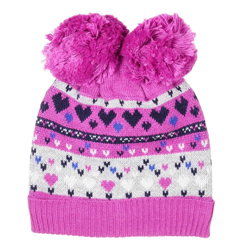 Καπέλο χειμώνα με φούντες για ένα κορίτσι, πολύχρωμα  201351
