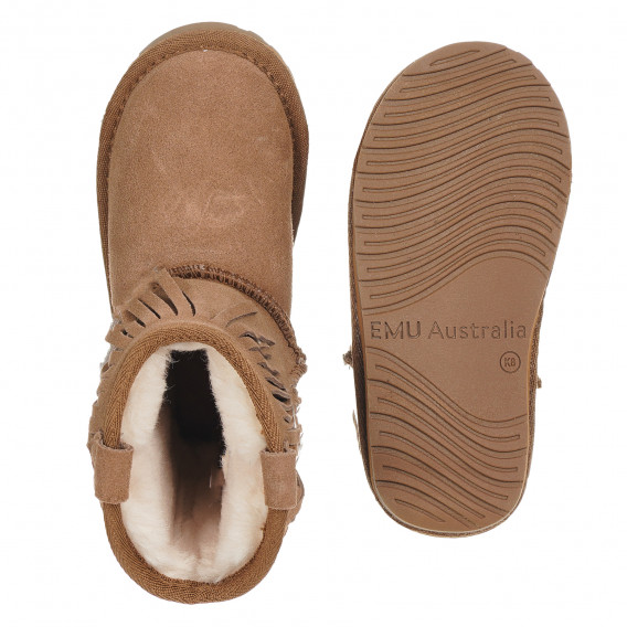 Μπεζ μπότες από φυσικό σουέτ με κρόσσια Emu-Australia 202265 3