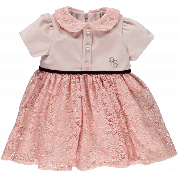 Κοντομάνικο φόρεμα για μωρά με δαντέλα Picolla Speranza 20227 