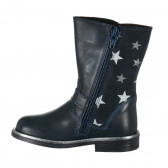 Δερμάτινες μπότες σε σκούρο μπλε χρώμα με αστέρια Friboo 202289 3