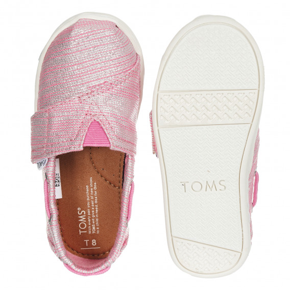 Υφασμάτινα sneakers σε ροζ και ασημί χρώμα Toms 202839 3