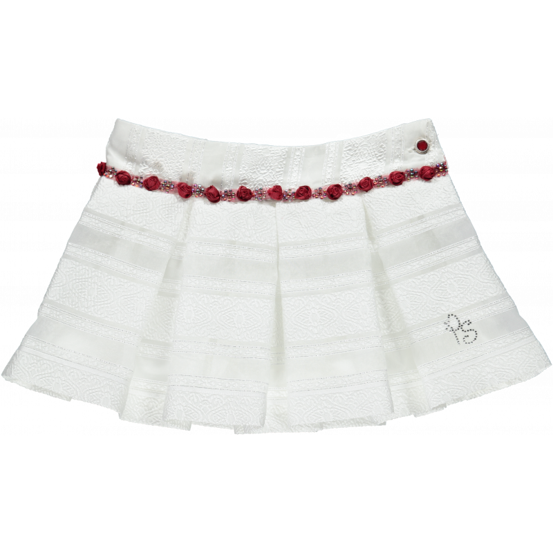 Σατέν πλισέ φούστα σε λευκό χρώμα  20425