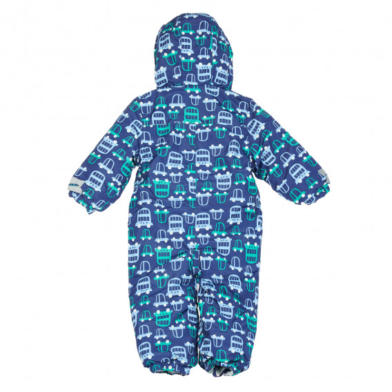 Μονοκόμματο snowsuit με τύπωμα αυτοκινήτου για μωρό, μπλε Cool club 204253 4