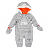 Μονοκόμματο snowsuit με αφαιρούμενα γάντια για ένα μωρό, γκρι Cool club 204280 