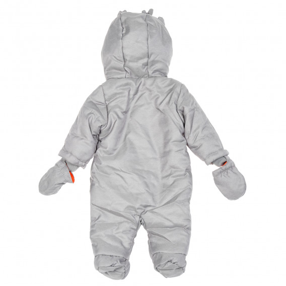 Μονοκόμματο snowsuit με αφαιρούμενα γάντια για ένα μωρό, γκρι Cool club 204283 4