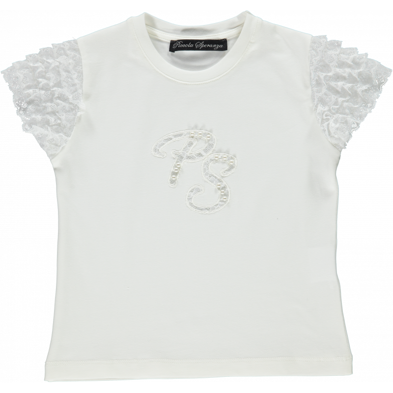 Κοντομάνικη μπλούζα με απλικέ για κορίτσια  20432