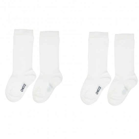 Σετ από δύο ζευγάρια λευκές κάλτσες μωρών Chicco 204406 