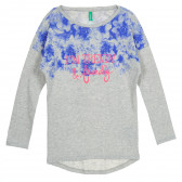 Βαμβακερή μακρυμάνικη μπλούζα για κορίτσι, γκρι Benetton 205714 4