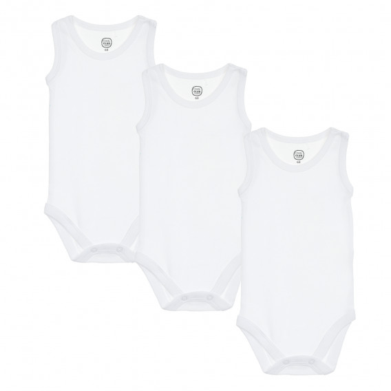 Σετ με τρία βαμβακερά κορμάκια μωρού, σε λευκό Cool club 206470 