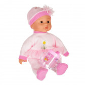 Χαριτωμένη κούκλα μωρό με μπιμπερό 30 cm ροζ Dino Toys 207444 2