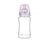 Μπιμπερό από βοριοπυριτικό γυαλί Diamond Glass με πιπίλα αργής ροής, 3+ μηνών, 250 ml, ροζ Lovi 211166 