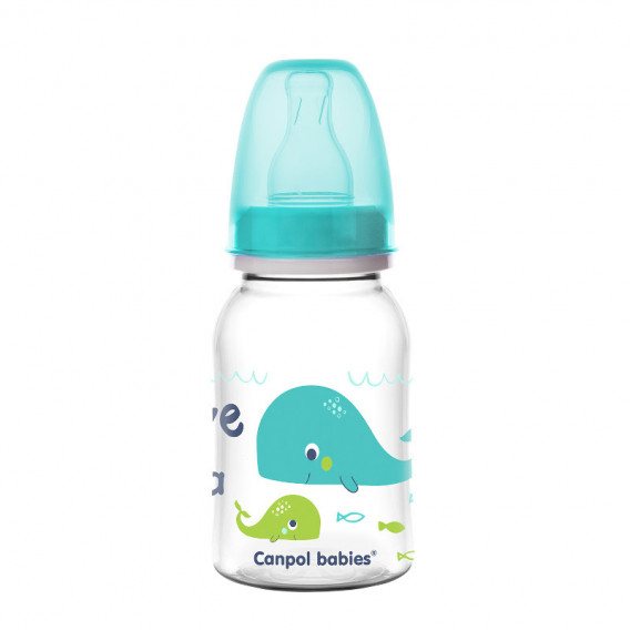 Μπουκάλι πολυπροπυλενίου Love & Sea με πιπίλα αργής ροής, 3+ μήνες, 120 ml, πράσινο Canpol 211174 