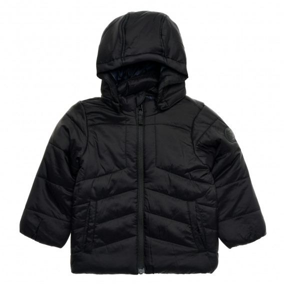 Δερμάτινο μπουφάν με αποσπώμενη κουκούλα για ένα αγόρι σε μαύρο χρώμα Name it 212126 