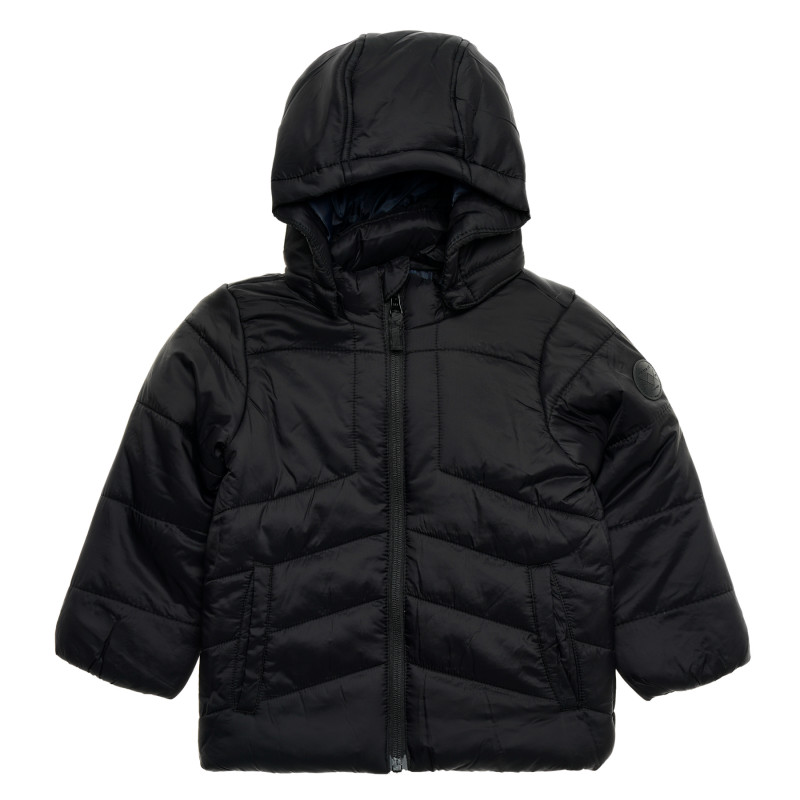 Δερμάτινο μπουφάν με αποσπώμενη κουκούλα για ένα αγόρι σε μαύρο χρώμα  212126