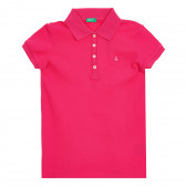 Ροζ βαμβακερή μπλούζα με κοντά μανίκια και το λογότυπο της μάρκας Benetton 212577 