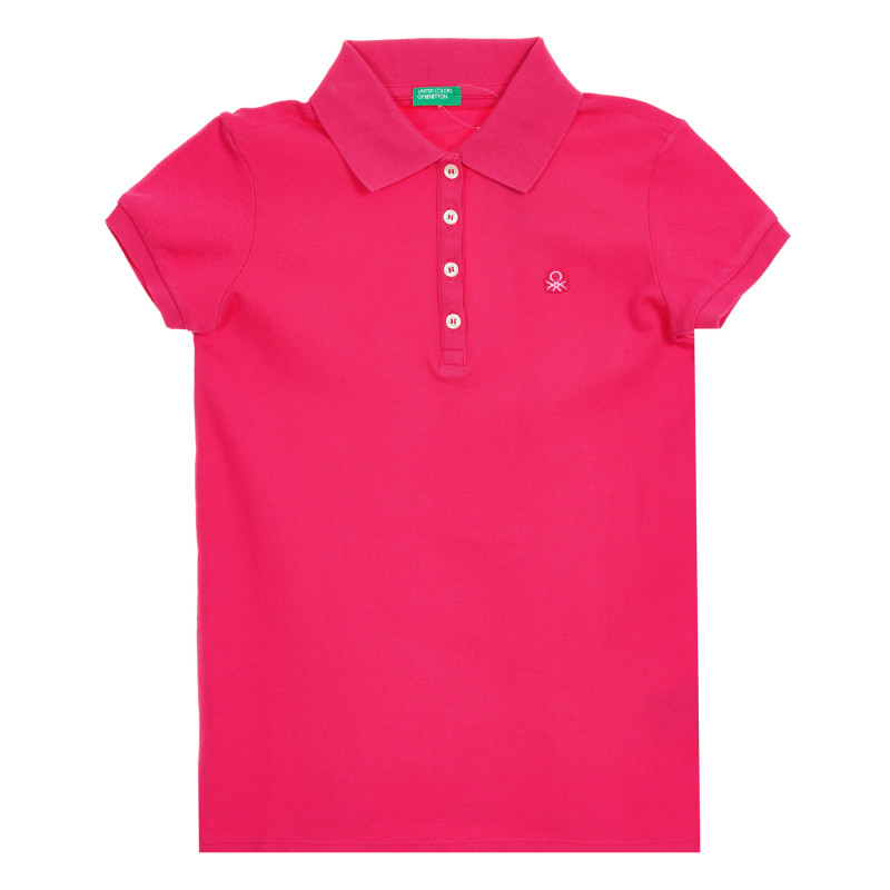 Ροζ βαμβακερή μπλούζα με κοντά μανίκια και το λογότυπο της μάρκας  212577