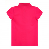 Ροζ βαμβακερή μπλούζα με κοντά μανίκια και το λογότυπο της μάρκας Benetton 212578 4