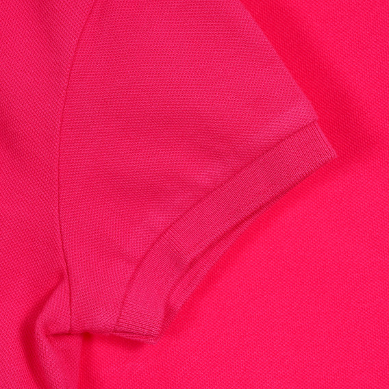 Ροζ βαμβακερή μπλούζα με κοντά μανίκια και το λογότυπο της μάρκας Benetton 212579 2