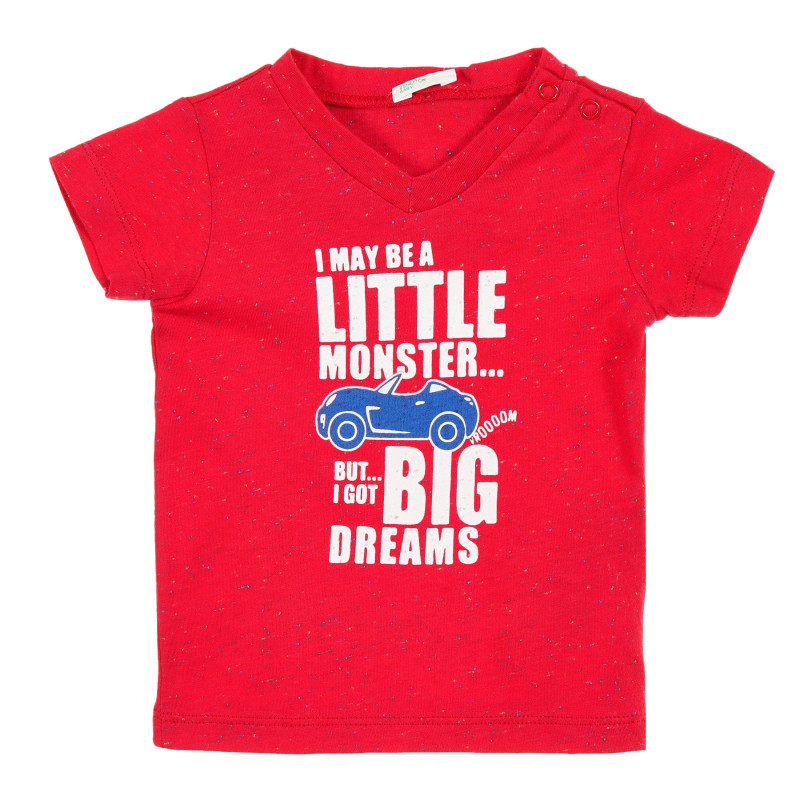Βαμβακερό μπλουζάκι σε κόκκινο χρώμα με εκτύπωση splash για μωρό  212984