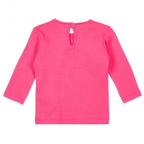 Ροζ βαμβακερή μπλούζα με εκτύπωση για μωρό Benetton 212991 4